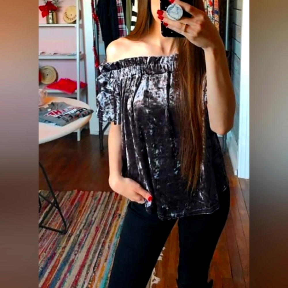 Velvet off the Shoulder Blouse